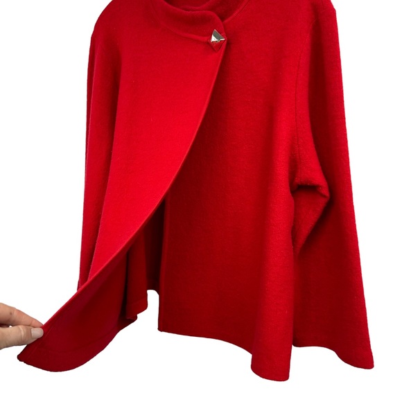 Karl Lagerfeld Red Wool Blend Cape Short Swing Cardigan Jacket Blazer, XL - Picture 2 of 8